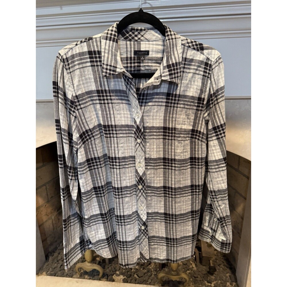 Talbots Long Sleeve Button Front Top With Metallic Shimmer Size Medium
